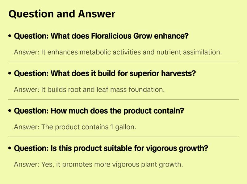 General Hydroponics Floralicious Grow Base Enhancer, 1 Gallon