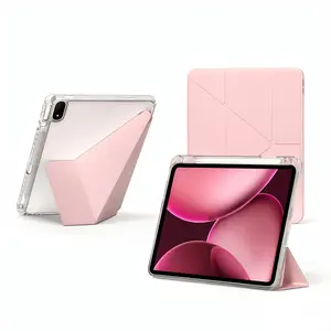 Case for OnePlus Pad 2nd/3rd 2024/2025 gen 12.1 inch, Compatible with One Plus Pad Pro 2 13.2" & OnePus Go2 Pad with Pencil Holder, Solid Y-Fold Stand Cover with Full Clear Hard Back Shell, Auto Wake/Sleep