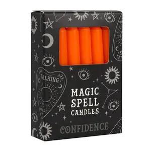 Pack of 12 Orange "Confidence" Spell Candles