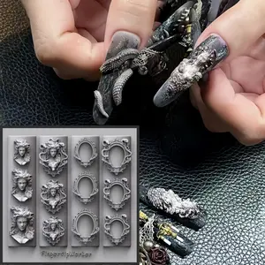 Medusa Snake Head Nail Art Mold, Silicone DIY Creative Dark Style, 3D Decorative Frame for Manicure, Unique Design for Nail Decoration, Nail Art Tools