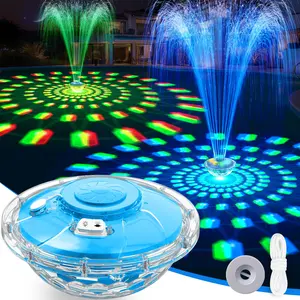 PoolPop 2026 Upgraded Pool Fountain,Rechargeable Pool Water Fountain with Light,Floating LED Pool Fountain,4FT Spray Swimming Pools Fountains Pump for Above Ground & Inground Pools Fountains-Blue