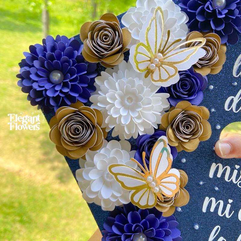 Custom Graduation Cap - Unisex with Customizable Colors, 9.25x9.25 Inches, Complimentary Velcro, Butterfly & Leaf Design