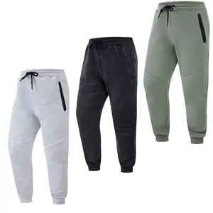 Men's Solid Color Drawstring Pants All Seasons Menswear Suitable for Jogging Lightweight and Breathable Fabric Athleisure Zipper Pockets Trouser Beige Stretchable Jogger Cuffed Joggers