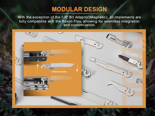 ROXON Flex Companion (S503G) - Modular Multitool with D2 Steel Knife & Interchangeable Blades - DIY EDC Gear