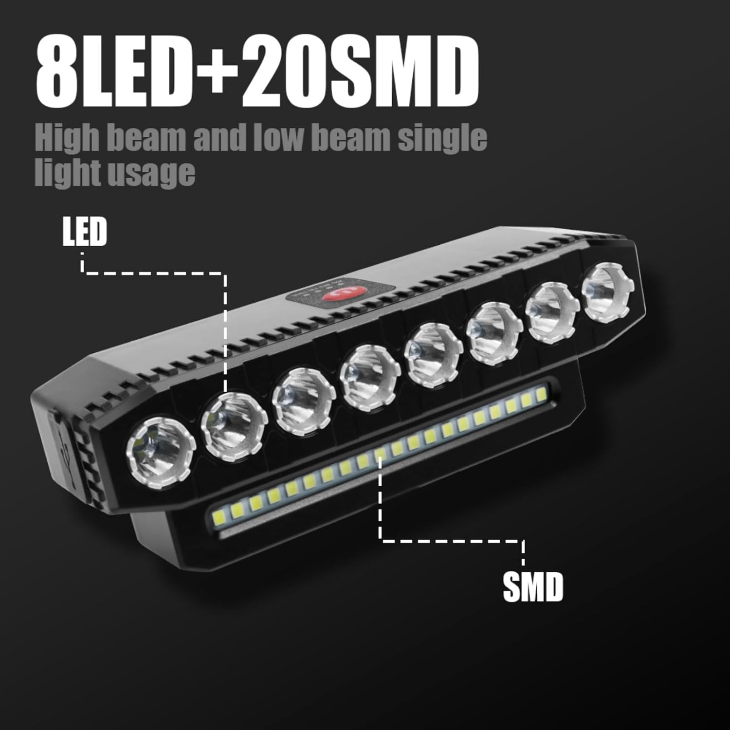 High Brightness 900 Lumen Max Rechargeable USB Charger IP44 Rated Waterproof LED Bike Headlight - Bike, Ebike Accessories for Night Riding, Road Cyclists (Tools & Hardware Accessory)