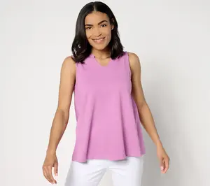 Denim & Co. Essentials Favorite Jersey Split Neck Swing Tank