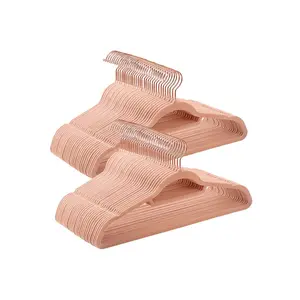 SONGMICS Velvet Hangers, Set of 50 Clothes Hanger with Rose Gold Swivel Hook, Non-Slip, and Space-Saving
