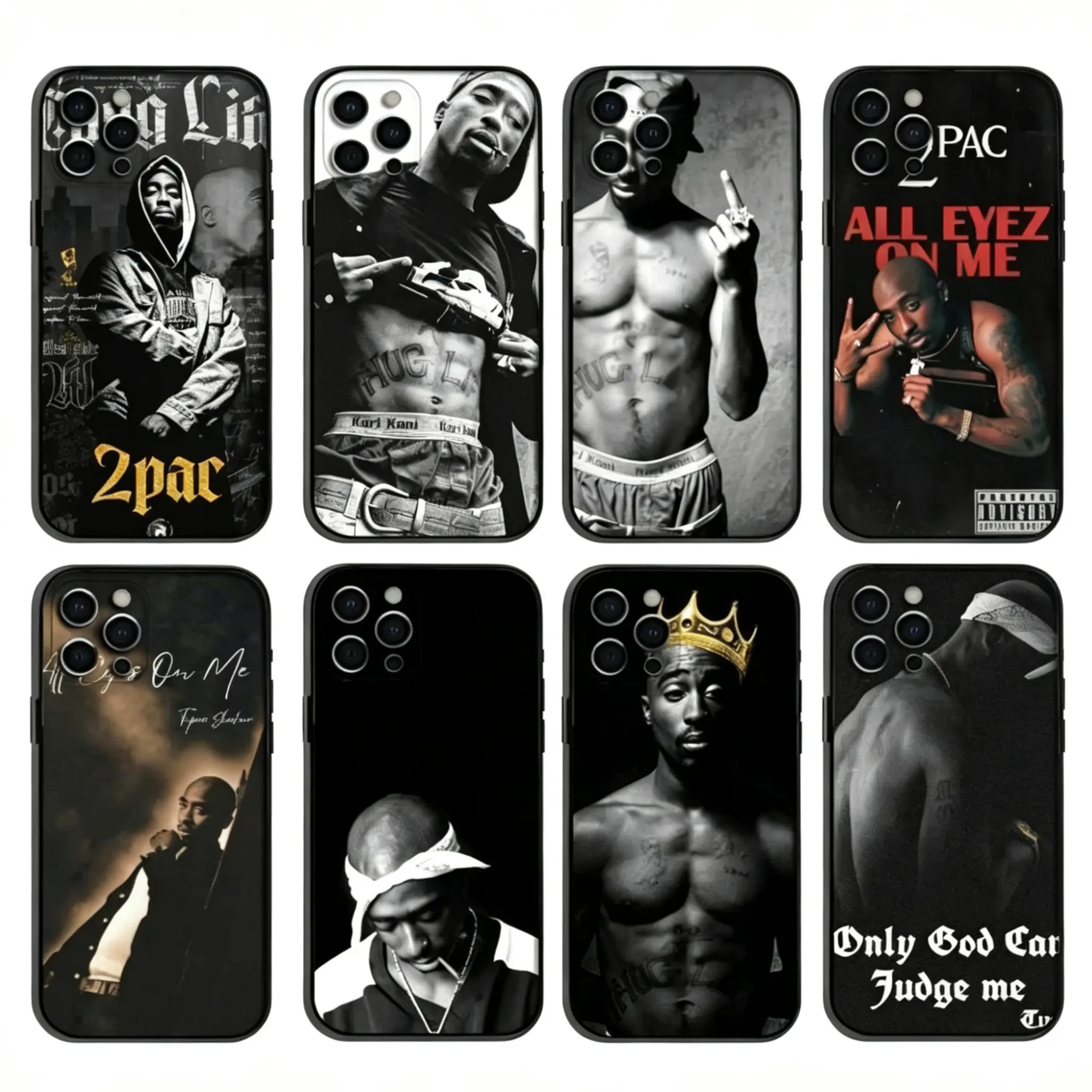 2Pac Tupac Shakur Rap Cellphone Casing - Anti-Fall Silicone Shockproof Soft Black Back Cover for iPhone 17 Pro Max/Air Plus,16,15,14,13,12,11 Pro Max & Android Samsung Galaxy S26 Ultra,S25,S24,S23,S22,S21 FE Plus - Fan Gift Mobile Device Accessories