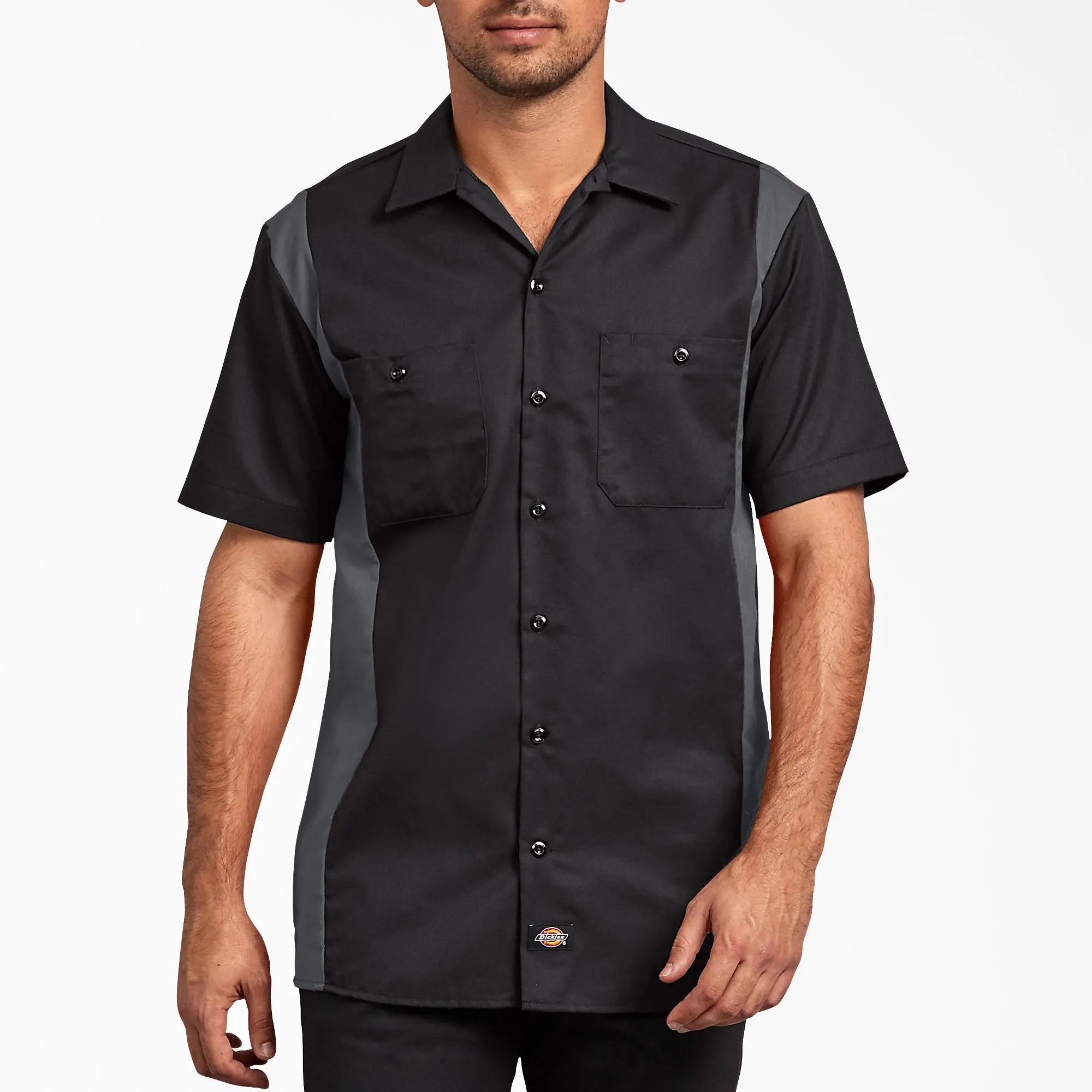 Dickies Two-Tone Short Sleeve Work Shirt, Workwear Style Casual Classic Cotton Fabric Dickies Two-Tone Short Sleeve Work Shirt, Workwear Style Casual Classic Cotton Fabric