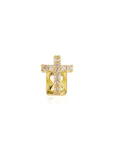 Cross single-row zircon braces, single hip-hop gold braces, street casual style, unisex, suitable for both men and women