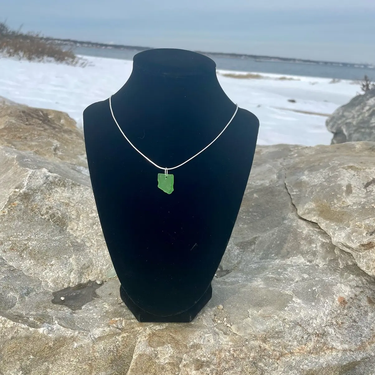 Sea glass necklace, 100% authentic, hand drilled, genuine Rhode Island sea glass pendant and chain