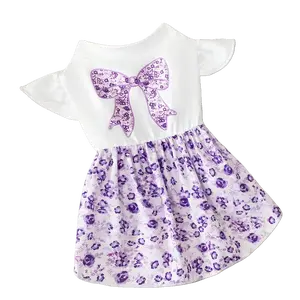 Pet Clothes Dog Cat Dress Bow Purple Flying Sleeve Yorkshire Terrier Maltese Teddy Bichon Bear Pomeranian Bulldog For Daily Use A169