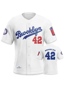 #42 Men's Baseball Fashion Sweatshirt, White Baseball Jersey, Jersey Top, Comfortable Fabric, Ideal for Sports Training, Perfect Gift for Sports Enthusiasts