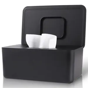 Baby Wipes Dispenser, Wipes Dispenser Baby Wipes Case, Baby Wipe Holder for Fresh Wipes, Non-Slip Wipes Case, Wipe Container with Sealing Design Lid (Black)
