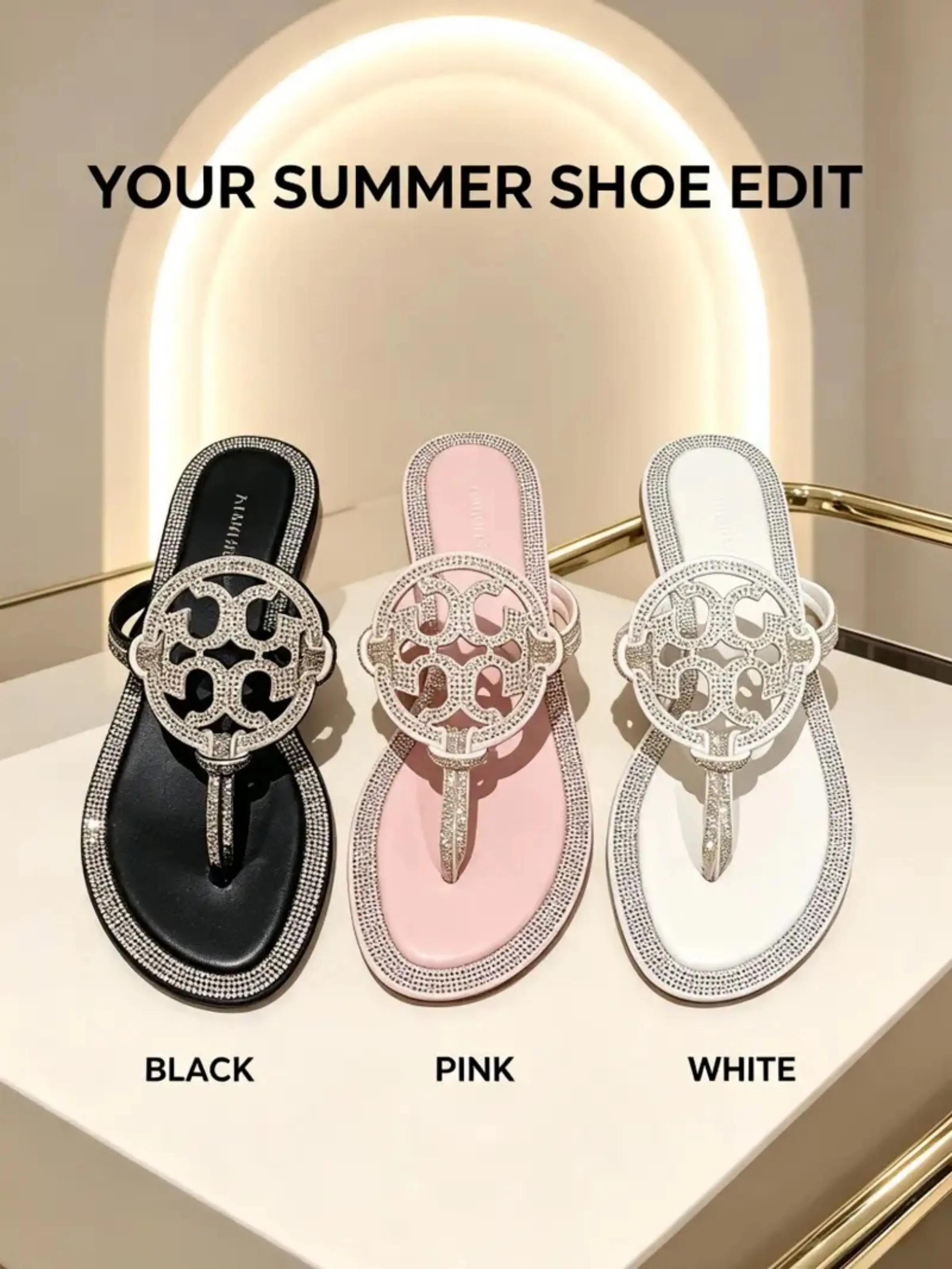 Women's diamond studded sports flip flops, comfortable to wear all day long, soft and non slip, suitable for daily wear, beach, party wear sohochic Plain Design Flats Sandals for Women, Sparkly Crystal Thong Flip Flops with a Cushioned Insole