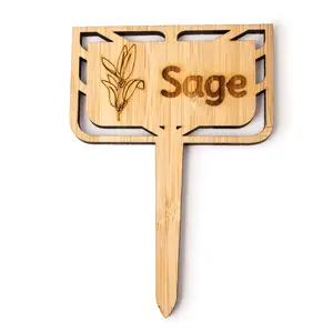 Herbs Brand Bamboo Premium Stake Signs - Sage - High-Quality Bamboo Plant Marker for Garden Identification - Robust & Durable - Made in Maryland USA