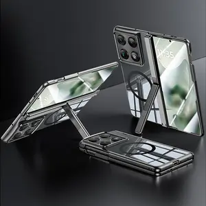 Invisible Foldable Bracket Magnetic Phone Case is compatible with Motorola Moto Razr Fold, equipped with a front screen privacy protection film, featuring integrated case and film design, drop-proof protective cover, durable and stylish design