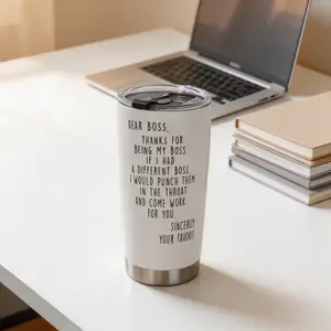 20oz Tumbler "Dear Boss Thanks For Being My Boss" Quote Design, Stainless Steel Insulated Travel Mug, Vacuum Insulated Cup, Hot & Cold Coffee Tea Mug, Thank You Gift