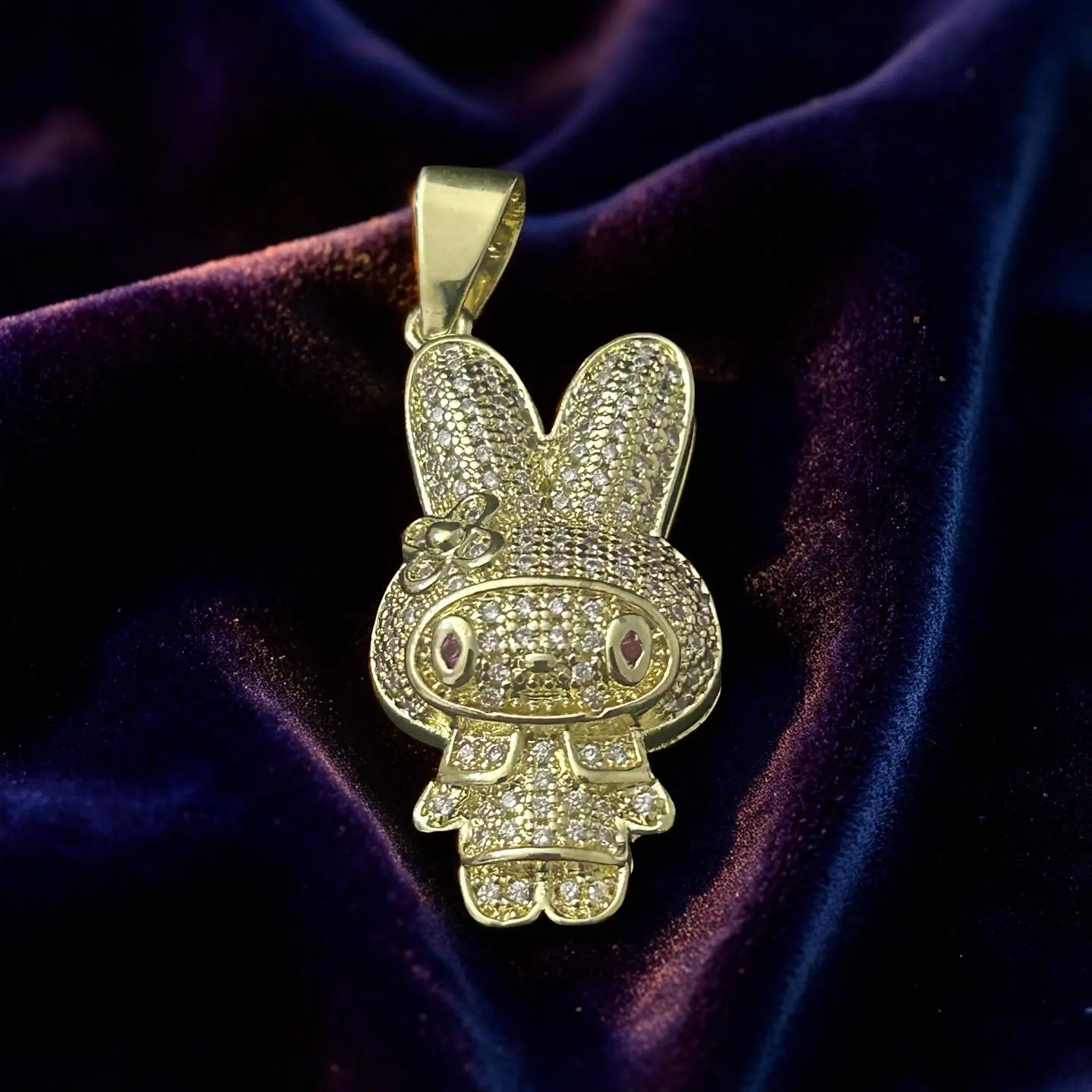 Kawaii Bunny Character Pendant – 14K Gold Filled VVS CZ Cute Cartoon Charm