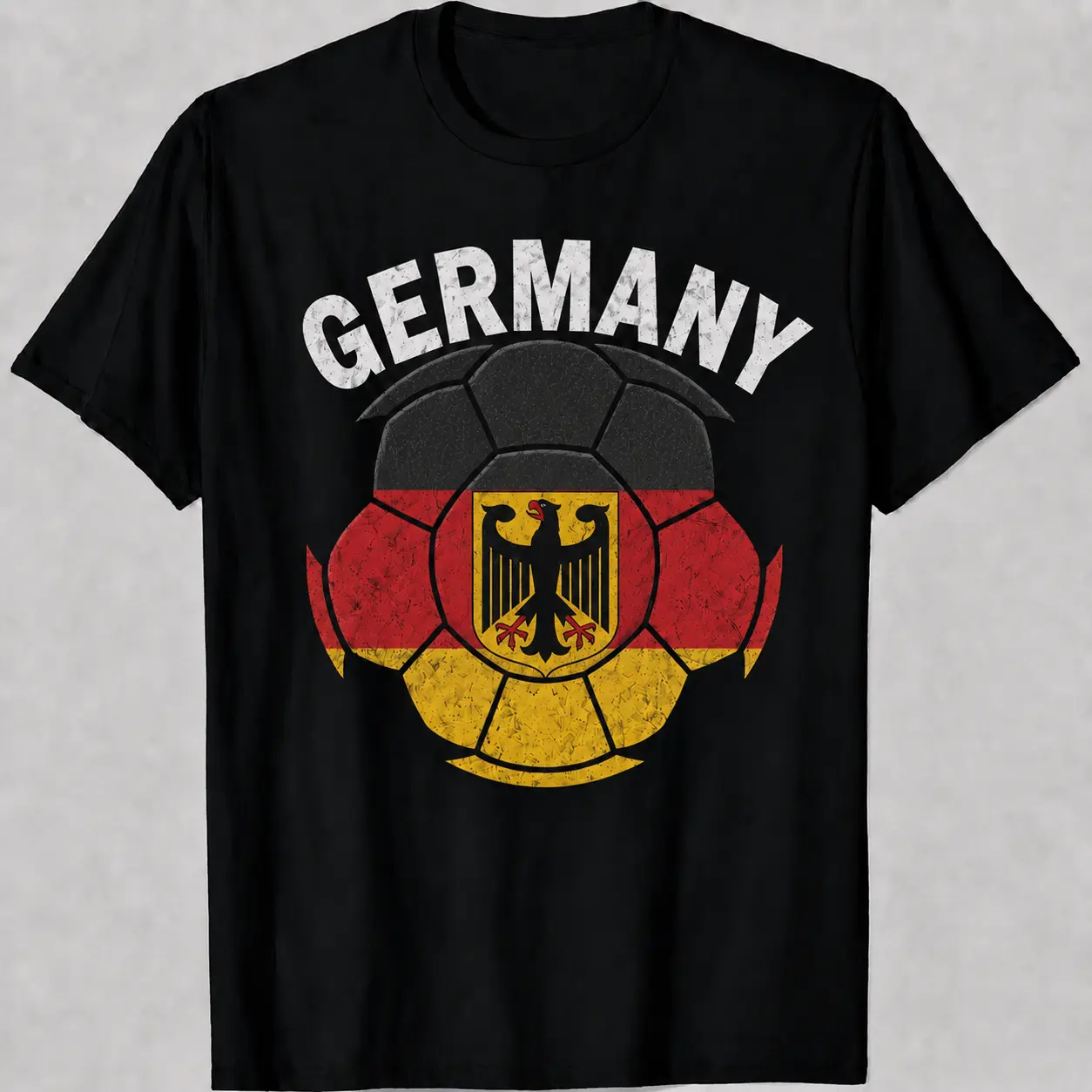 Germany Soccer Ball Graphic T-Shirt – German Flag Emblem Tee, Football Fan Shirt, Unisex Vintage Sports Top