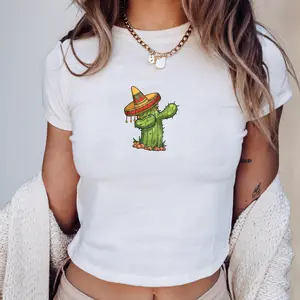 Cinco De Mayo Cactus Baby Tee, Carnaval Y2k Fashion Top, Funny Sombrero Cactus T-shirt, Mexican Fiesta Shirt, Cinco De Mayo Shirt