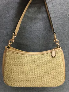 NWT！CR350 Teri Shoulder Bag Crossbody Straw Leather Latte Outlet Women's Fashion Crossbody Bag & Handbag