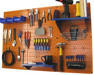Metal Pegboard 4ft Premium Tool Storage Kit with Hooks, Orange Toolboard for Versatile Storage and Organization