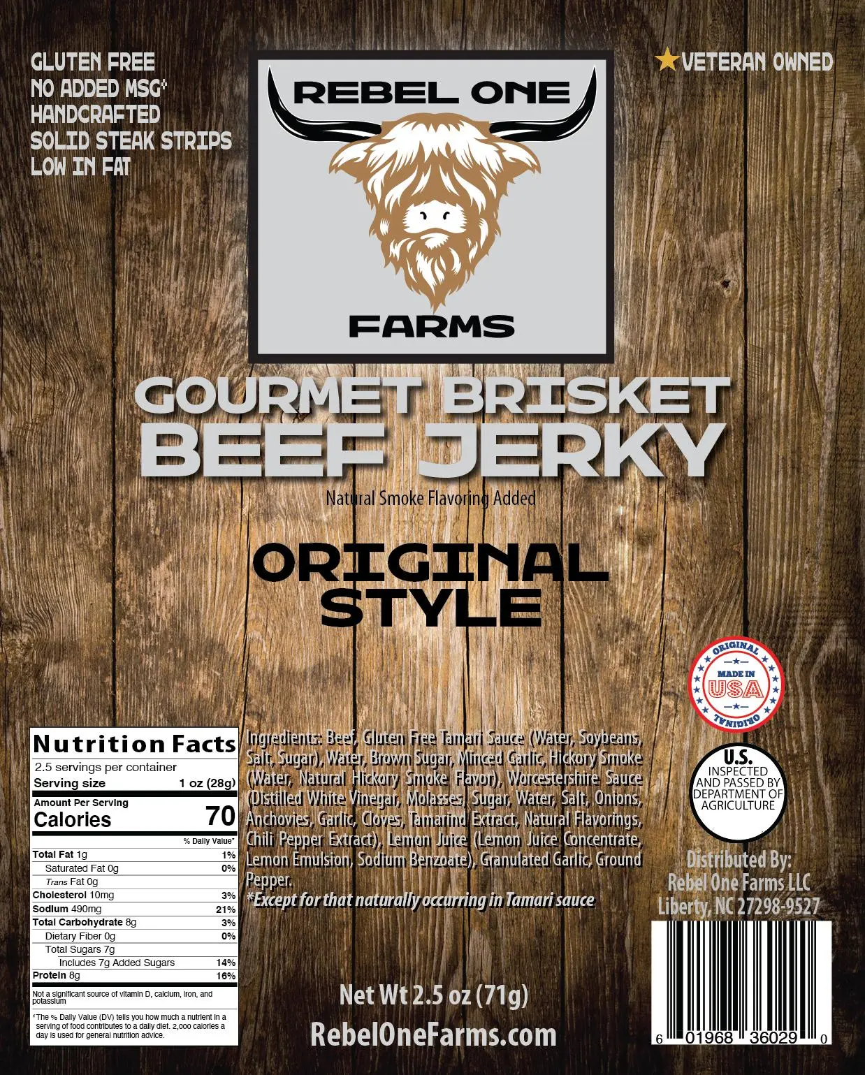 Original Flavor Gourmet Brisket Beef Jerky (Gluten Free)