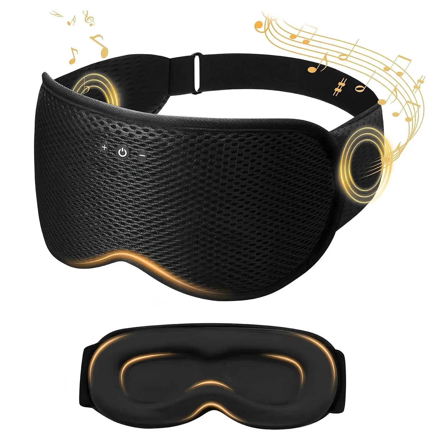 Sleep Mask with Bluetooth Headphones, 3D Contoured Eye Masks for Sleep, Sleeping Headphones, Sleeping Mask with Ultra-Thin Stereo Speakers for Men, Women, Tech Gifts - Black