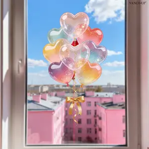2D flat sheet (30*50cm) Valentine's Day heart bow balloon 2D flat window sticker, static glass sticker, window decoration, D21415-NC