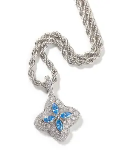 Small Clover Pendant Necklace, Versatile Sweater Chain, Elegant Colorful Fashion Jewelry, Unisex Accessory, Stylish Lockbone Chain