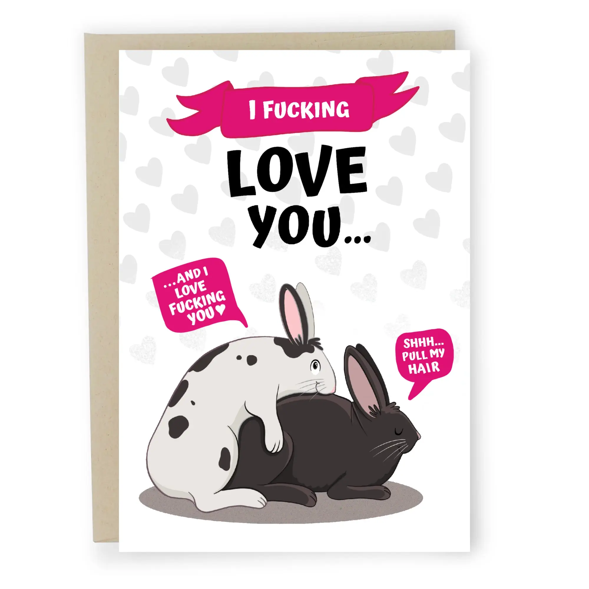 Funny Rabbit Love Card, Adult Valentine's Day Card, Humorous Couple Greeting Card, Romantic Bunny Card, Blank Inside