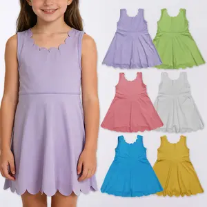 Athletic Scalloped Sleeveless Girls Dress