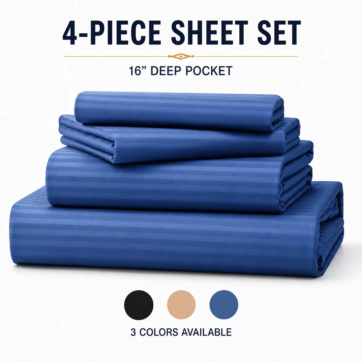 CANSUNCH 4-Piece Satin Jacquard Sheet Sets (Bed Set), 16" Deep Pocket Silky Soft Microfiber Bedding, Wrinkle Resistant, Smooth Bed Drape, Silky Touch for Cozy Sleep, Machine Washable Hotel Collection