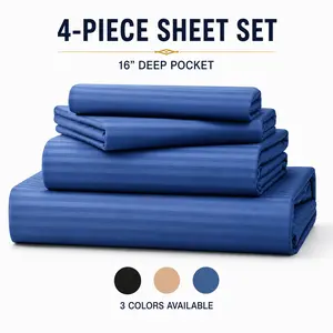 CANSUNCH 4-Piece Satin Jacquard Sheet Sets, 16" Deep Pocket Silky Soft Microfiber Satin Bed Sheets, Wrinkle-Resistant Modern Luxury Bedding, Machine Washable Hotel Collection