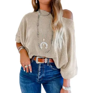 Sexy Off The Shoulder Tops for Women 3/4 Length Sleeve Womens Tops Spring Summer 2025 Boat Neck One Shoulder Shirts