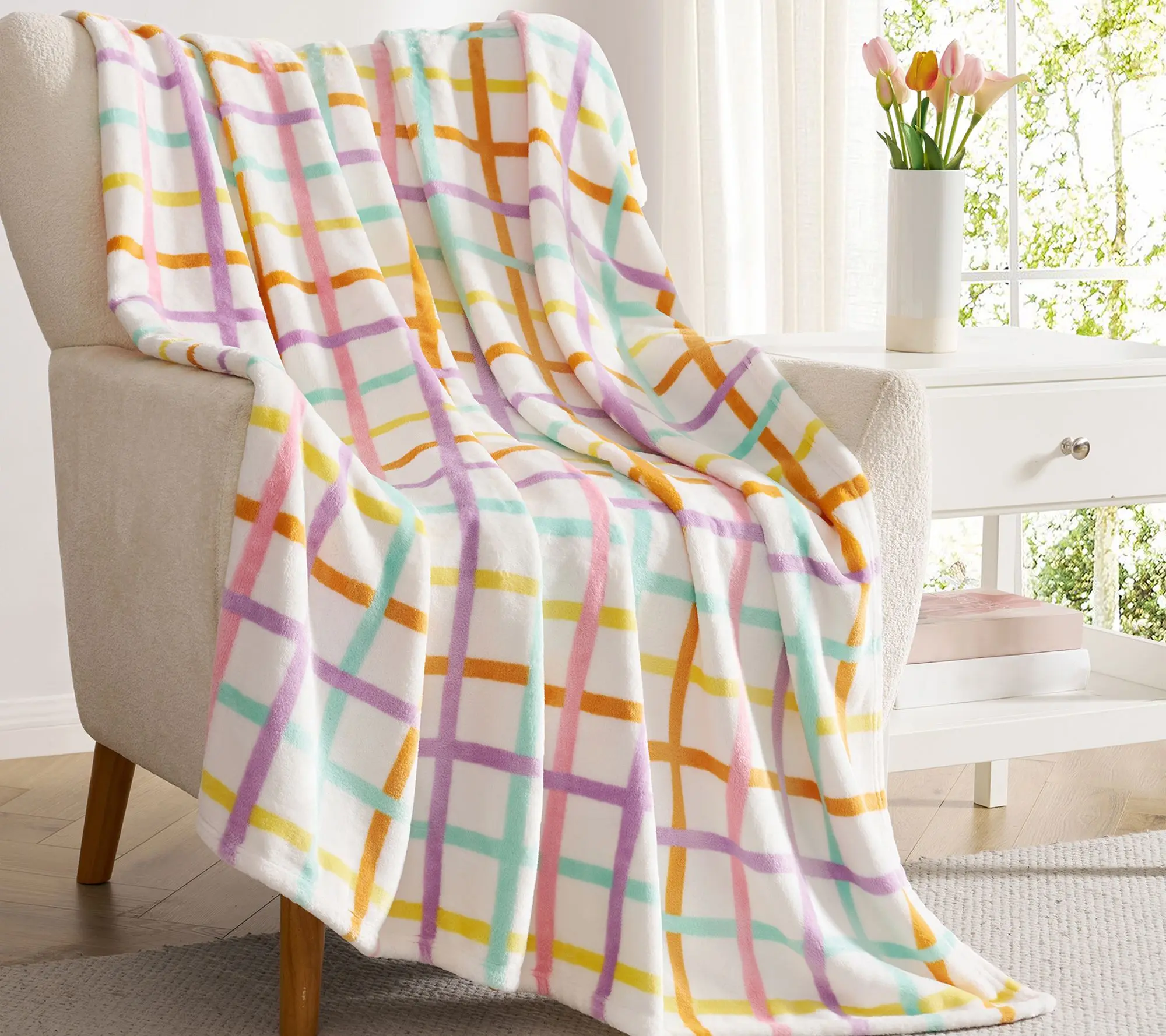 Hallmark Multicolor Chromatic Grid 50" x 70" Plush Throw Blank Hallmark Multicolor Chromatic Grid 50" x 70" Plush Throw Blank
