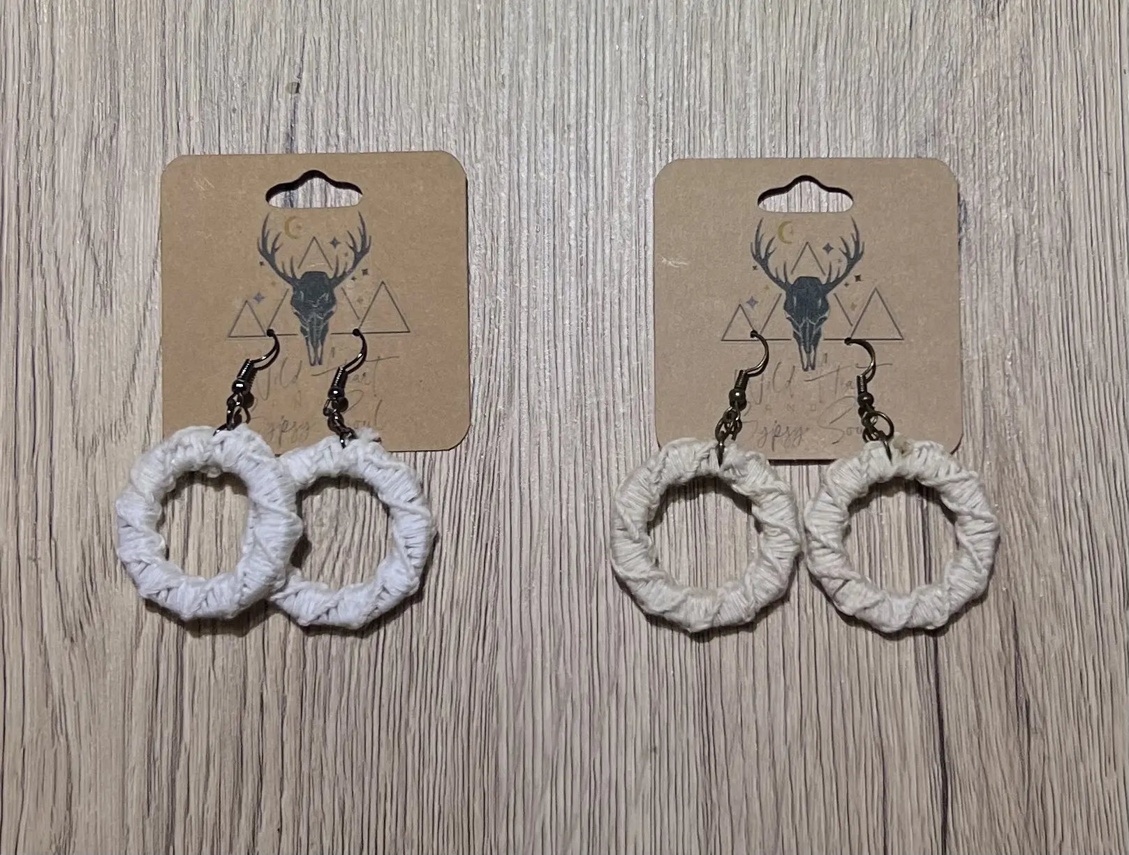 Stylish Full Circle Earrings with Natural Cotton Macrame Cords