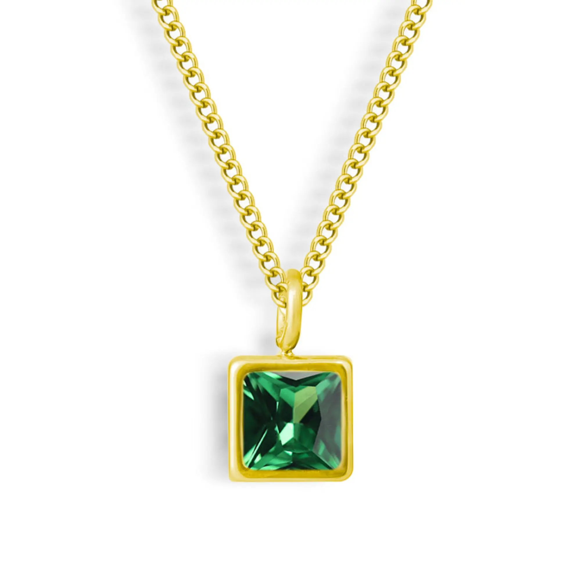 18K Gold Waterproof, Emerald - May CZ