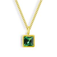 18K Gold Waterproof, Emerald - May CZ