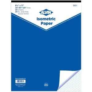 Isometric Paper Pad 30 Sheets of 8 1/2" x 11" Model 1242-1 Drafting and Graph Paper 20 Pound Acid-Free