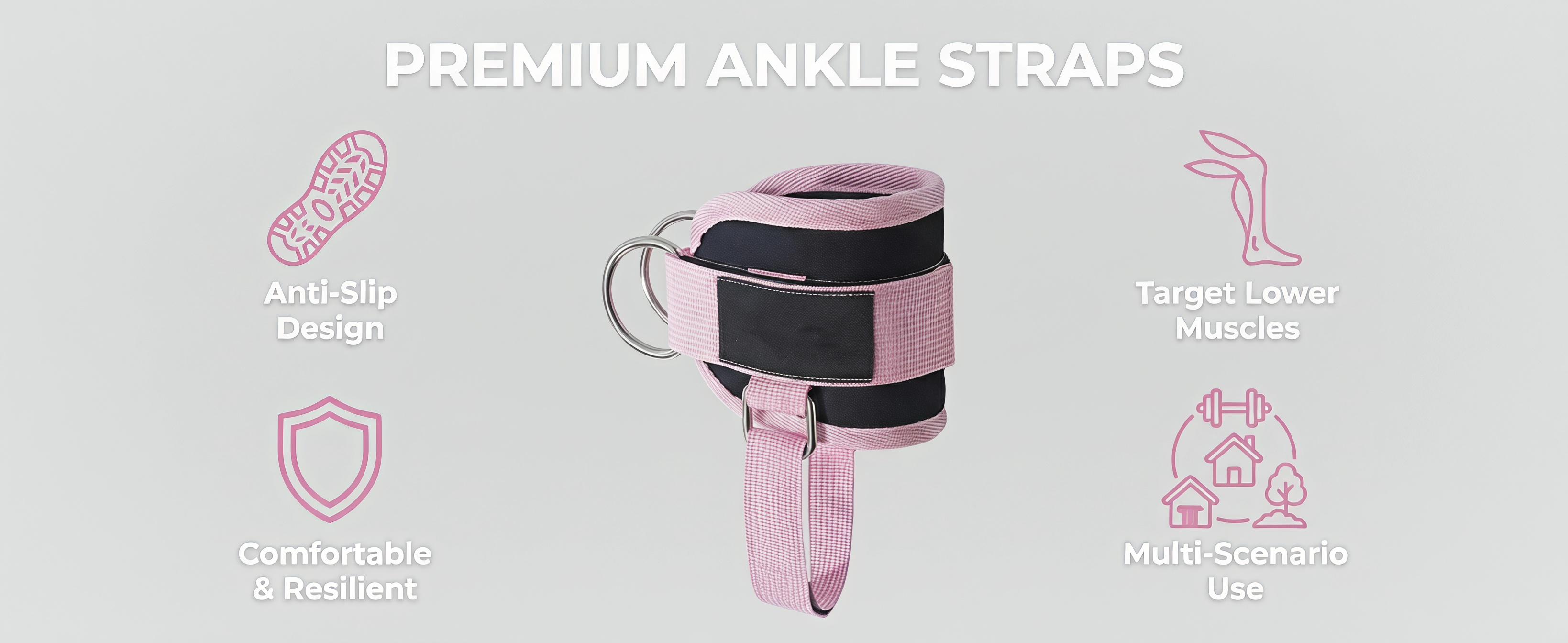Adjustable Comfort Ankle Straps for Cable Machines - Engineered Kickback Strap for Glute Workouts, Leg Curls, Lower Body Workouts to Enhance Your Lower Body Training, Gym Ankle Cuff Attachments for Women