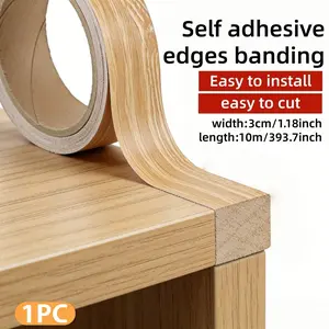 1pc 3cmx10m Self-adhesive Wood Grain Edges Banding Strip, Self-Adhesive PVC Furniture Edges Tape， Flexible Wood Grain Tape, Suitable for Cabinet Edges, Furniture, and Photo Frames