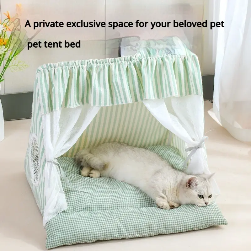 Cozy Cat Tent Bed for Small Medium Cats Dogs Washable Semi Enclosed Pet House Cute Plush Cave for Summer Fall Winter Spring