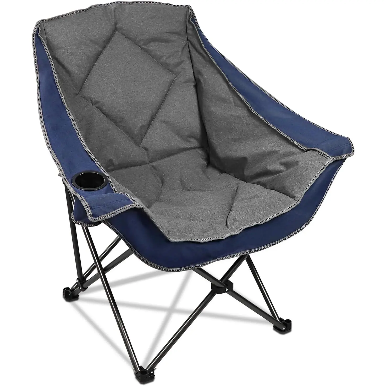 Folding Camping Chair, Portable Camping Chair with Cup Holder,Heavy Duty Padded Lawn Chair for Camping, Tailgates, Beach, and