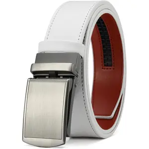 Belt Men Ratchet Belt Dress with 1 3/8" Genuine Leather, Jeans Belt with Click Sliding Buckle, Adjustable Trim to Fit