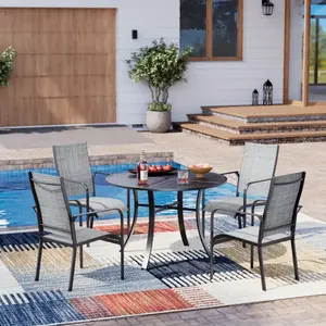 Patio Dining Chairs Set of 6, Outdoor Stackable Dining Chairs with Rustproof Frame, All-Weather Patio Chairs with Breathable Textilene Fabric & All-Weather Powder-Coated Metal Frame For Deck, Pool Side and Backyard, Brown