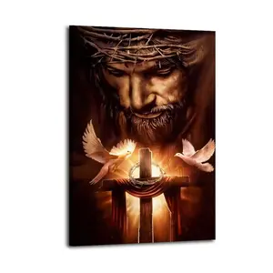 Jesus Cross Great Wall Art, Canvas Poster, Cute And Vibrant Poster for Bedroom, Dorm, A Perfect Gift Idea for New Year Home Decor Print Lightweight Art Wall Decoration Vintage Wall Art
