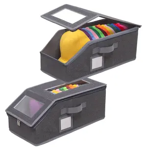 HOUCOC Stackable Hat Storage for Baseball Caps, 2 PCS Hat Storage Boxes for Closet, Holds up to 30 Caps with Cardboard, Hat Organizer for Women & Men Meaningful gifts for Christmas