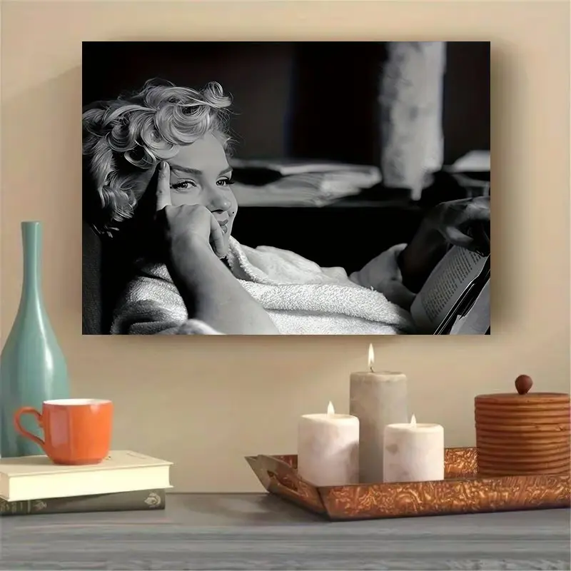 1 Piece Marilyn Monroe Black and White Iconic Pose Canvas Poster - Vintage Charm Wall Art, Vintage Prints, with Wrapped Wooden Frame, Marilyn Monroe Fan Gift, Suitable for Home, Office, Decorative Wall Art, Framed Art